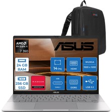 Asus Vivobook S14 M3407KA Ryzen™ Aı 7 350 24GB Ddr5 256GB SSD Amd Radeon™ Graphics 14.0-Inch, Wuxga (1920 x 1200) OLED 0.2ms 300NITS Freedos Taşınabilir Bilgisayar WSF075F06+ZETTAÇANTA