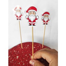 Kırmızı Noel Baba Pasta Kürdanı, 15 Cm, 30 Adet, Dekoratif ve Şık.