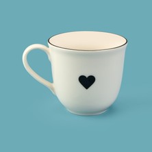 Evidea Kitchen Bold Heart Porselen Kupa - Siyah / Beyaz - 290 ml