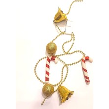 Yılbaşı Ağacı Süsü Seti, Şeker Kamışı, Gold Çan, Fiyonk, Noel Dekor Paket