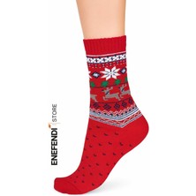 NF ND ENEFENDİ Kadın Termal Kalın Kırmızı Çorap – Yumuşak Kışlık Bot Çorabı, Sıcak -Yılbaşı -Hediye 36-40