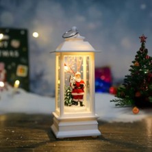 Beyaz Noel Baba Kare Rüzgar Işığı Elektronik Şamdan Lamba 1 Adet