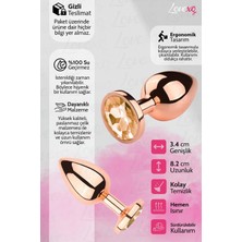 LoveXO Rose Gold Metal  Plug - Medium – Turuncu Taşlı |  Paslanmaz Çelik, Taş Detaylı, Lüks Tasarım