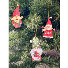 Kırmızı Noel Baba ve Elfler Yılbaşı Ağacı Süs Seti, Şık ve Renkli Dekoratif Ürünler