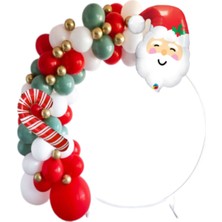 Yılbaşı Renkli Balon Zincir Set, Noel Baba, Baston Şeker ile Neşeli Dekorasyon