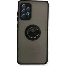 Techno Guru Samsung Galaxy A72 Kılıf Arkası Buz Tasarımlı ve Yüzüklü Kenarları Renkli Şık Montreal Yüzüklü Silikon Kapak