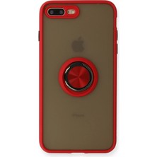 Techno Guru iPhone 7 Plus Kılıf Arkası Buz Tasarımlı ve Yüzüklü Kenarları Renkli Şık Montreal Yüzüklü Silikon Kapak