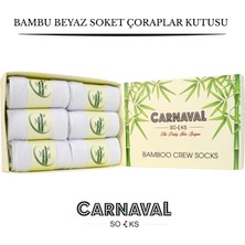 Carnaval Socks 6'lı Premium Unisex Beyaz Bambu Soket Çorap Seti – Kutulu