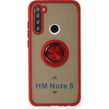 Redmi Note 8 Kılıf Arkası Buz Tasarımlı ve Yüzüklü Kenarları Renkli Şık Montreal Yüzüklü Silikon Kapak