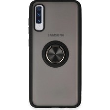 Techno Guru Samsung Galaxy A70 Kılıf Arkası Buz Tasarımlı ve Yüzüklü Kenarları Renkli Şık Montreal Yüzüklü Silikon Kapak