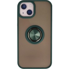 iPhone 13 Kılıf Arkası Buz Tasarımlı ve Yüzüklü Kenarları Renkli Şık Montreal Yüzüklü Silikon Kapak