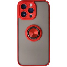 Mobify iPhone 14 Pro Kılıf Yüzüklü ve Transparan Buğulu Şık Frosta Premium Silikon Kapak