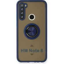 Techno Guru Redmi Note 8 Kılıf Arkası Buz Tasarımlı ve Yüzüklü Kenarları Renkli Şık Montreal Yüzüklü Silikon Kapak