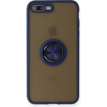 Techno Guru iPhone 7 Plus Kılıf Arkası Buz Tasarımlı ve Yüzüklü Kenarları Renkli Şık Montreal Yüzüklü Silikon Kapak