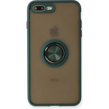 iPhone 8 Plus Kılıf Arkası Buz Tasarımlı ve Yüzüklü Kenarları Renkli Şık Montreal Yüzüklü Silikon Kapak