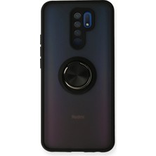 Techno Guru Redmi 9 Kılıf Arkası Buz Tasarımlı ve Yüzüklü Kenarları Renkli Şık Montreal Yüzüklü Silikon Kapak