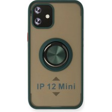 iPhone 12 Kılıf Arkası Buz Tasarımlı ve Yüzüklü Kenarları Renkli Şık Montreal Yüzüklü Silikon Kapak