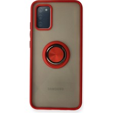 Techno Guru Samsung Galaxy A02S Kılıf Arkası Buz Tasarımlı ve Yüzüklü Kenarları Renkli Şık Montreal Yüzüklü Silikon Kapak
