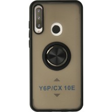 Techno Guru Huawei Y6P Kılıf Arkası Buz Tasarımlı ve Yüzüklü Kenarları Renkli Şık Montreal Yüzüklü Silikon Kapak