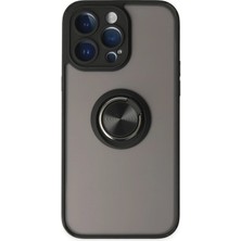 Mobify iPhone 14 Pro Kılıf Yüzüklü ve Transparan Buğulu Şık Frosta Premium Silikon Kapak