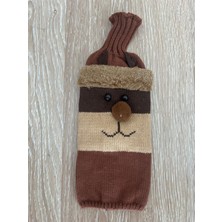 Kahverengi Noel Baba Şarap Şişesi Kılıfı, Yılbaşı Masa Dekorasyonu