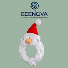 Beyaz Noel Baba Kapı Süsü, 3D Yılbaşı Çelenk, Modern Dekorasyon