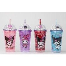 Cansa Sevimli Kuromi Işıklı Pipetli Boncuklu Suluk & Bardak 400 ml ALK3144