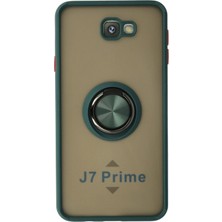 Techno Guru Samsung Galaxy J7 Prime Kılıf Arkası Buz Tasarımlı ve Yüzüklü Kenarları Renkli Şık Montreal Yüzüklü Silikon Kapak