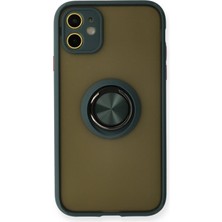 Techno Guru iPhone 11 Kılıf Arkası Buz Tasarımlı ve Yüzüklü Kenarları Renkli Şık Montreal Yüzüklü Silikon Kapak