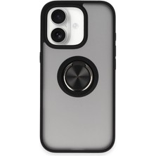 Techno Guru iPhone 16 Kılıf Arkası Buz Tasarımlı ve Yüzüklü Kenarları Renkli Şık Montreal Yüzüklü Silikon Kapak