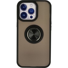 Mobify iPhone 13 Pro Max Kılıf Yüzüklü ve Transparan Buğulu Şık Frosta Premium Silikon Kapak