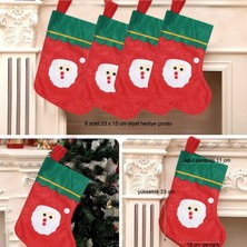 Renkli Noel Baba Elyaf Çorap Seti, 23X16 Cm, 6 Adet, Şık ve Eğlenceli Tasarım