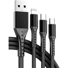 LTG Nova PM-26332 3 In 1 Siyah 1.2 Metre Şarj Kablosu