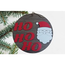 Yılbaşı Temalı Kırmızı Duvar Süsü, Noel Baba ve Çam Ağacı Dekoru