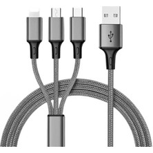 LTG Nova PM-26335 3 In 1 Gümüş 1.2 Metre Şarj Kablosu
