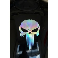 Banxtre Motor ve Kask Için Hologramlı Punisher Sticker Etiket (12CMX6CM)