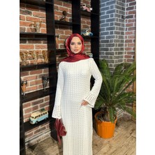 Moda Krash Ajur Desen Astarlı Triko Elbise