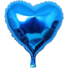 MerveliSait 24 Inc Kalp Mavi Renk Folyo Balon