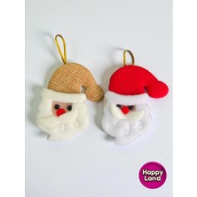 Yılbaşı Ağacı Süsü 2'li Noel Baba Kırmızı-Kahve Peluş Asma Süs 10 cm