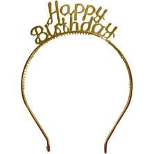 MerveliSait Mika Taç Happy Birthday Gold Renk