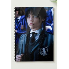 Black-One Wednesday A5 Metal Spiralli Çizgisiz Sert Kapak Wednesday  Defter