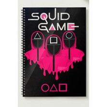 Black-One Squid Game A5 Metal Spiralli Çizgisiz Sert Kapak Squid Game Defter