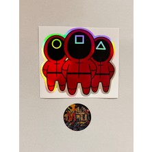 Squid Game Sticker 10X10CM Folyo Kaplama-Araba Motosiklet Kask Modifiye ve Aksesuar Malzemesi
