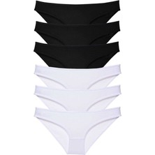 Royaleks 6 Adet Eko Set Likralı Kadın Slip Külot Siyah Beyaz
