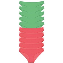 Royaleks 10 Adet Eko Set Likralı Kadın Slip Külot Yeşil Fuşya