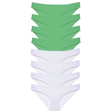 Royaleks 8 Adet Eko Set Likralı Kadın Slip Külot Yeşil Beyaz