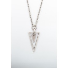 Alooya Sallantılı Üçgen Gümüş Kaplama Düz Zincir Kolye