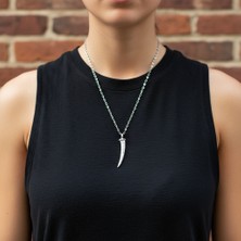 Alooya Fil Dişi Gümüş Kaplama Düz Zincir Kolye