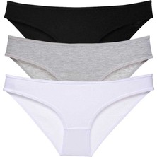 Royaleks 3 Adet Süper Eko Set Likralı Kadın Slip Külot Siyah Gri Beyaz