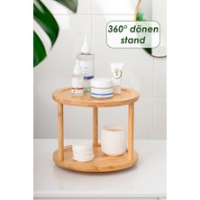 Bambu Döner Standlı 2 Katlı Baharatlık Organizer, Şık ve Kullanışlı Düzenleyici